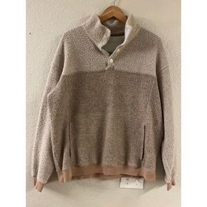 Outdoor Voices MegaFleece Snap Pullover Mens Medium Tan Beige Wool Blend Fleece